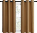 NICETOWN Gold Brown Sleek Blackout Curtains 48 inches Length for Small Windows, Noise Reducing and Block Draft Panels for Door Doorway Laundry Office Luxury Decor Theme (2 Panels, W42 inches Wide)