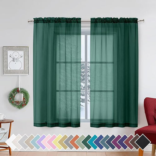 Aiyufeng Light Grey Sheer Window Curtains 84 Inches Long 2 PCS- Rod Pocket Living Room Curtain Panels Voile Textured Soft and Lightweight Window Treatments for Bedroom Decor, 40W x 84L Inches — 42"W x 54"L (Pack of 2)