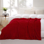 Red Throw Blanket 50"×70" inches Gifts for Mom Fuzzy 3D Jacquard Decorative Flannel Fleece Super Soft Plush Cozy Blanket for Couch Sofa Chair Lightweight