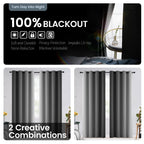 SimpleHome 100% Blackout Ombre Bedroom Curtains Black and Greyish White,96L