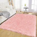 Latepis Pink Bedroom Rug 4x6 Area Faux Sheepskin Rug Fluffy Fur Rugs for Living Room Furry Bedside Rugs for Girls Room Luxury Home Decor