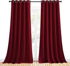 NICETOWN Christmas Burgundy Window Curtains Blackout Drapes, Thermal Insulated Solid Grommet Blackout Curtains/Draperies for Laundry Room (One Pair, 70 by 95-inch, Burgundy Red)