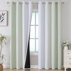 Estelar Textiler Sage Green and Greyish White Ombre Blackout Curtains 90 Inch Length 2 Panels Set, Thermal Insulated Drapes for Bedroom, Full Light Blocking Grommet Curtains for Living Room,52Wx90L