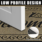 Yimobra Welcome Front Door Mat, Heavy Duty Easy Clean Doormat Indoor Outdoor, Waterproof Quick Dry Floor Mat for Home, Garage, Hign Traffic Areas, Non Slip, Low Profile, 29.5X17 Inches, Beige Brown