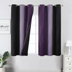 Estelar Textiler Purple and Black Ombre Blackout Curtains 45 Inch Length, Full Room Darkening Gradient Drapes for Kitchen, Thermal Insulated Grommet Curtains for Short Window, 42Wx45L,2 Panels