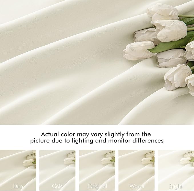 MIULEE Cream Back Tab Blackout Curtains 120 Inch Long 2 Panels Set for Bedroom, Rod Pocket/Pinch Pleated Extra Long Thermal Insulated Living Room Darkening Light Blocking 10FT Drapes