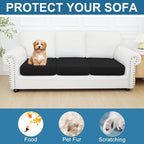 Smiry Printed Couch Cushion Covers, Stretch Soft Couch Covers for Sofa, Washable Non-Slip Sofa Slipcover Furniture Protector for Indoor and Outdoor (3 Pack, Black)