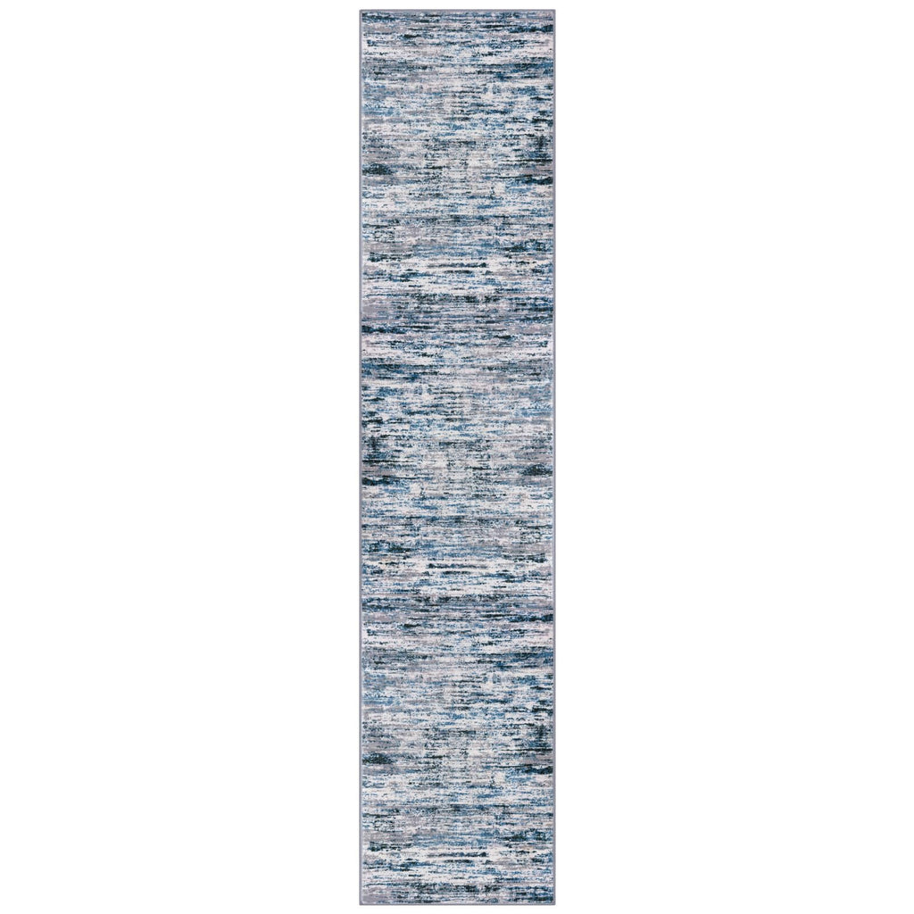 Lansny Modern Abstract Runner Rug 2.6x12, Grey Blue White Washable Long Kitchen Runner Non-Slip Soft Hallway Rug Runner Thin Print Faux Wool Carpet for Entryway Bedroom Laundry Room Indoor Home Decor