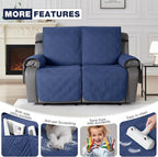 TAOCOCO 100% Waterproof Loveseat Recliner Covers 2 Seater, Split Loveseat Covers for Reclining loveseat, Non Slip Reclining Couch Cover with Double Straps for Kids, Pets(2 Seater, Ocean Blue)