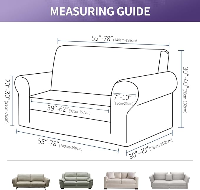 Joccun Stretch Loveseat Couch Cover Slipcover, 1-Piece Sofa Cover for 2 Cushion Couch Spandex Jacquard Washable Furniture Protector Cover for Living Room,Kids,Pets（Loveseat,Navy）
