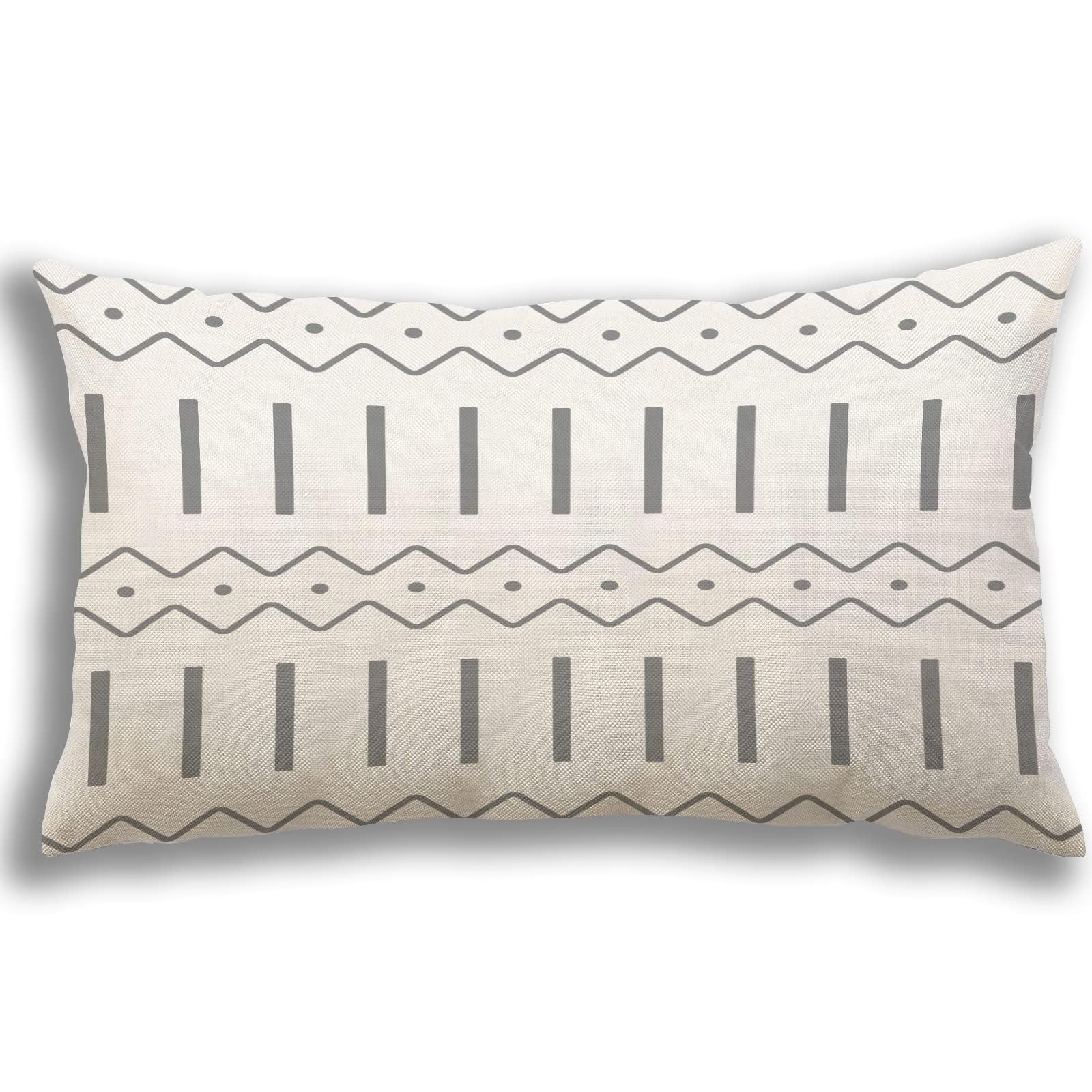 YCOLL Lumbar Pillow Covers 12x20 Set of 4, Modern Sofa Throw Pillow Cover, Decorative Outdoor Linen Fabric Pillow Case for Couch Bed Car，Gray