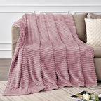 BEDELITE Fleece Throw Blanket for Couch – 3D Ribbed Jacquard Soft and Warm Decorative Fuzzy Blanket – Cozy, Fluffy, Plush Lightweight Berry Purple Throw Blankets for Bed, Sofa, 50x60 inches