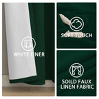 Yakamok Dark Green Linen Textured Curtains 96 Inches Long for Living Room