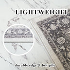 Washable 2x3 Entryway Area Rug: Vintage Soft Thin Door Mat with Non Slip Backing Water Resistant Carpet for Bedroom Low Pile Floor Mat for Kitchen Bathroom Laundry Easy Clean Rug for Family(2x3,Grey)