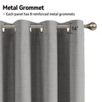 Linen Textured Total Blackout Curtains 84 Inches Long, Grey