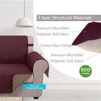 U-NICE HOME Loveseat Sofa Cover for 2 Cushion Couch, Burgundy/Tan