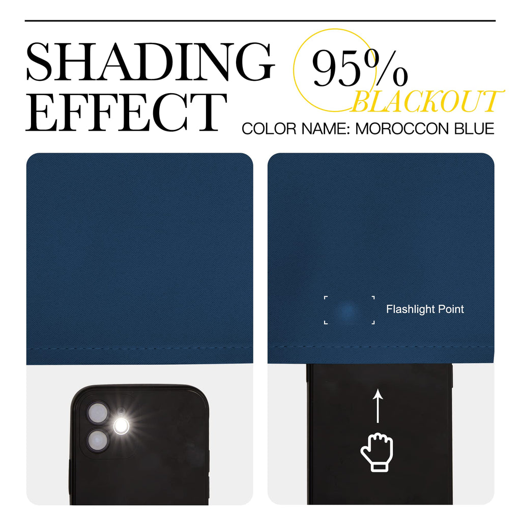NICETOWN Room Darkening Curtains 63 inch Length 2 Panels, Thermal Insulated Grommet Blackout Curtains for Modern Casual Elegant Bedroom Kids Room Theme Decoration (Moroccan Blue, 2 Pieces, W42)