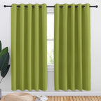 NICETOWN Bedroom Curtains Blackout Drapery Panels, 2 Panels, 70 x 72 inches, Fresh Green, Three Pass Microfiber Thermal Insulated Solid Ring Top Blackout Window Curtains/Drapes