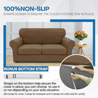 XINEAGE New 4 Pieces Couch Covers for 3 Cushion Couch Super Stretch Thick Soft Sofa Cover Anti Slip Sofa Slipcover Dogs Cats Furniture Protector (Brown, 71"-91")