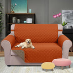 U-NICE HOME Loveseat Sofa Cover Reversible Couch Cover for Dogs with Elastic Straps Water Resistant Furniture Protector for Pets Couch Cover for 2 Cushion Couch (Loveseat, Orange/Taupe)