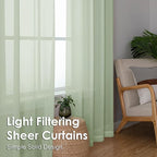 OVZME Light Green Sheer Curtains 84 Inches Long 2 Panels - Soft Light Filtering Window Sheer Panels for Living Room/Bedroom, Top Dual Rod Pocket, 1 Pair, Each 42Wx84L Inches