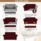 WEERRW Velvet Couch Covers for 2 Cushion Couch Sofa - High Stretch Luxury Velvet Plush 3 Pieces Sofa Slipcovers with Elastic Bottom, Furniture Protector for Pets, Machine Washable, Burgundy, Medium