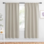 NICETOWN Blackout Curtains for Living Curtains, Room Darkening Window Curtain Panels, Easy-Care Solid Thermal Insulated Draperies/Drapes for Daughter Room (Natural, 2 Panels, 42 by 72)