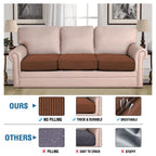 H.VERSAILTEX Super Stretch Individual Seat Cushion Covers - Sofa & Couch Cushion Slipcover Sets - Thick Jacquard Textured Twill Fabric (3 Piece XL Sofa Cushion Covers, Caramel)