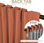 100% Blackout Shield Linen Blackout Curtains for Bedroom 90 Inches Long, Back Tab/Rod Pocket Living Room Drapes, Thermal Insulated Blackout Curtains 2 Panels Set, 50" W x 90" L, Burnt Orange