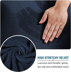 H.VERSAILTEX Real Velvet Plush 3 Piece Stretch Sofa Covers Couch Covers for 2 Cushion Couch Loveseat Covers Width Up to 72 Inch Feature Thick Soft Stay in Place (Medium Sofa, Navy)