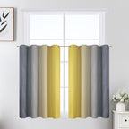 Estelar Textiler Grey and Yellow Ombre Short Blackout Curtains 36 Inch Long, Thermal Insulated Grommet Small Half Window Drapes for Cafe/Basement/RV Camper/Kitchen, 52Wx36L, 2 Panels