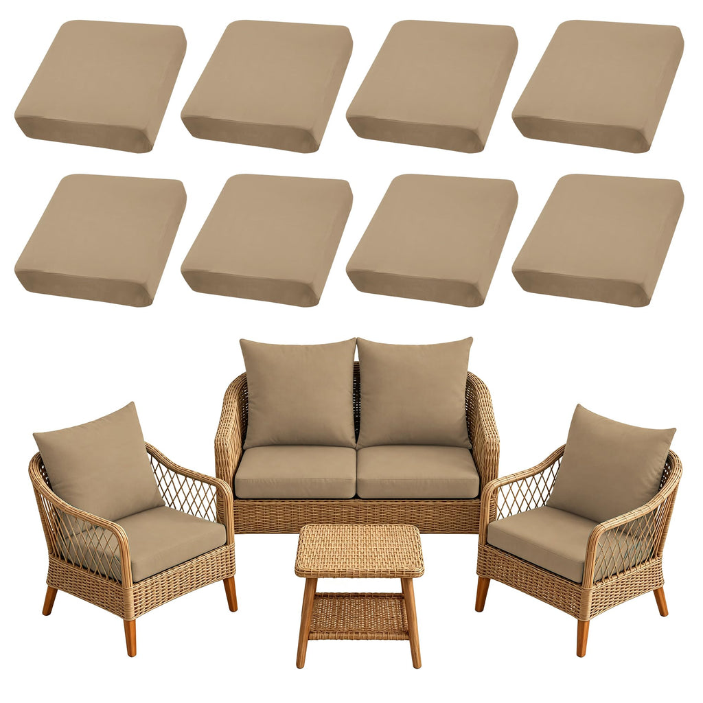 SUKAIKEQA 8PCS Patio Cushion Covers.Patio Furniture Couch SeatSlipcovers
