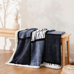 PU MEI Sherpa Blanket Fleece Throw Blanket Twin Plaid Thick Bed Blanket, Soft Warm Cozy Throw Blanket, 60”*80” Zebra-Blue
