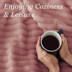 BEDELITE Fleece Throw Blanket for Couch - 300GSM Soft & Warm Fluffy Dusty Pink Blanket, Decorative and Giftable Striped Blankets for Women, Men, 50"x70"