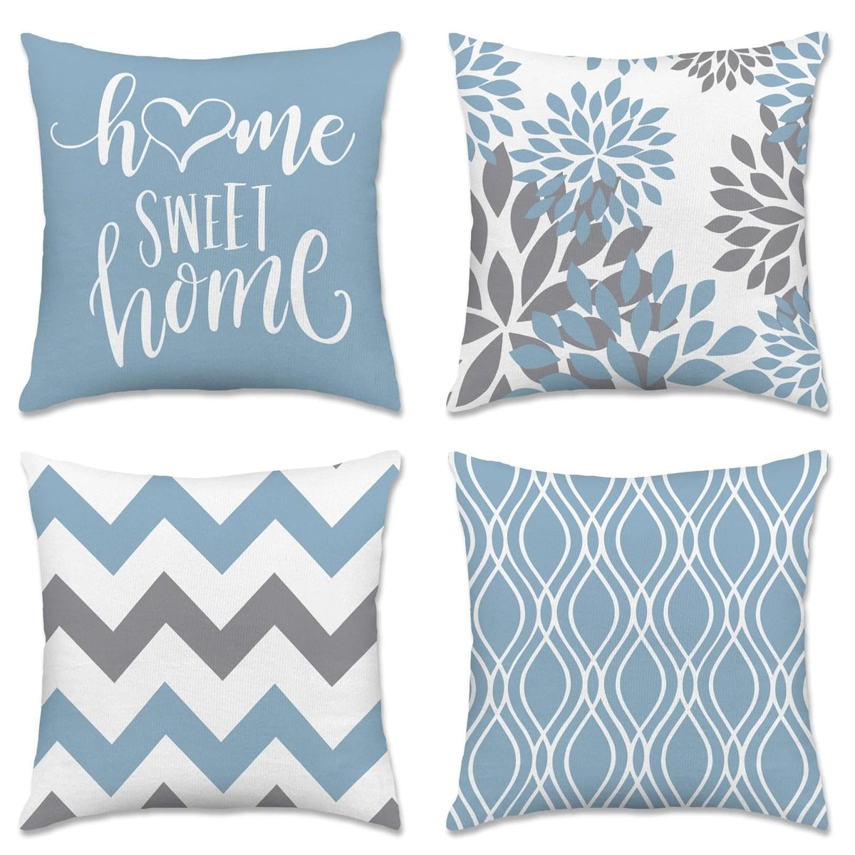 Hexagram Throw Pillow Covers 18x18, Outdoor Blue Pillow Covers Set of 2