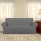 PureFit Super Stretch Sofa Slipcover – Spandex Non Slip Soft Couch Sofa Cover, Washable Furniture Protector with Non Skid Foam and Elastic Bottom for Kids, Pets (Oversized Loveseat, Light Gray)