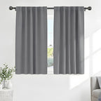 PONY DANCE Window Curtain Panels - Thermal Insulated Draperies Light Block Curtain Drapes with Back Tab Energy Saving for Kitchen, 52 Wide x 54 Inches Long, Silver Grey, 2 PCs
