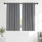 PONY DANCE Curtains 45 Inches Long - Light Block Drapes with Back Tabs & Rod Pocket Top Window Treatments Panels for Decoration, 52 x 45 Inches, Silver Grey, 2 PCs