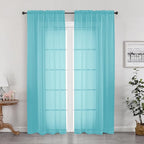 OWENIE Sheer Aqua Curtains for Bedroom Living Room 78 Inches Long 2 Panels Set, Soft Solid Light Filtering Sheer Curtain Rod Pocket Clear Drapes for Window Sliding Door, Aqua, Each 42 x 78 Inch