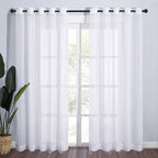 NICETOWN Voile Sheer Curtains for Windows, Grommet Elegant Airy Lightweight Textured Window Treatment for French Door/Bedroom/Living Room, White, W70 x L72, 1 Pair