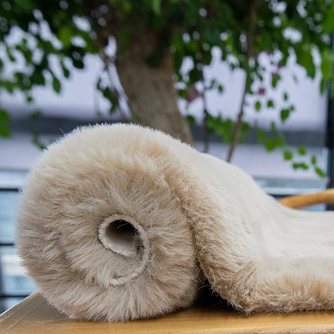 ORINOVA Washable Area Rug 6x9 Rugs for Living Room Camel Plush Faux Bunny Fluffy Fur Rugs for Bedroom Large Shag Nursery Rugs