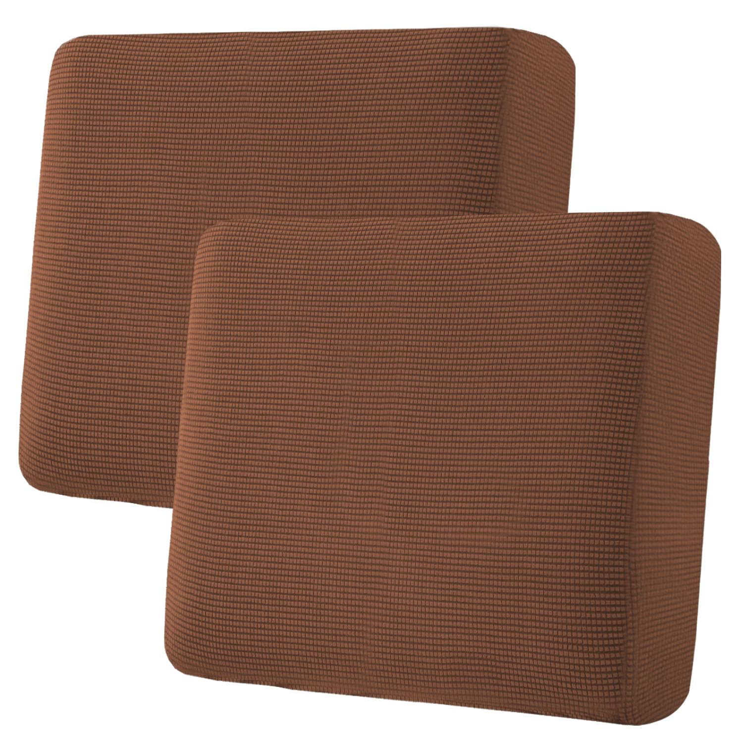 H.VERSAILTEX Super Stretch Individual Seat & Couch Cover Sets - Thick Jacquard Textured Twill Fabric (2 Piece Large Sofa Cushion Covers, Caramel)