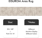 Washable 3x14 Runner Rug - Non-Slip Vintage Runner Rug for Entryway Low-Pile Medallion Long Rugs for Hallway Waterproof Traditional Runner Rugs Indoor Thin Rug for Kitchen (Beige)