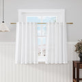 Nanspring Farmhouse Rustic White Linen Curtains 45 Inch Length Semi-Sheer Back Tab Curtains 2 Panel Set Privacy Curtain Tiers for Basement Small Bathroom Window 40x45 Inches