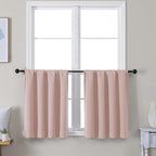Simplebrand Ava Blush Short 24 Inches Blackout Curtain 2 Panels Set, Half Window Rod Pocket Privacy Curtain Tiers for Kitchen, Curtains Blackout for Bathroom Shades, W30 x L24 Inch, Blush
