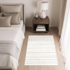Nakagishi Boho 2x3 Washable Area Rug Non Slip Carpet for Entryway Beige