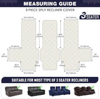 TAOCOCO 100% Waterproof Recliner Sofa Covers 3 Seater, Split Couch Covers for Reclining Couches for Kids Pets, Non Slip Reclining Couch Covers Furniture Protector with Straps(3 Seater, Navy Blue)