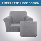 H.VERSAILTEX 2-Pieces Armchair Cover Chair Slipcovers with Arms Furniture Protector Cover Fit Armchair Width Up to 47 Inch, Jacquard Spandex Couch Covers Armchair Slipcover - Dove, Chair