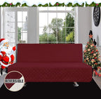 Easy-Going Futon Sofa Slipcover Reversible Sofa Cover Armless Cover Furniture Protector Couch Cover Water Resistant Pets, Kids, Children, Dog, Cat Christmas Red/Ivory