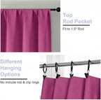 Simplebrand Ava Hot Pink Blackout Curtains for Bedroom 72 Inch Length 2 Panels Set, Privacy Thermal Insulated Rod Pocket Door Window Curtains for Patio French Door Front Door, W40 x L72 Inch
